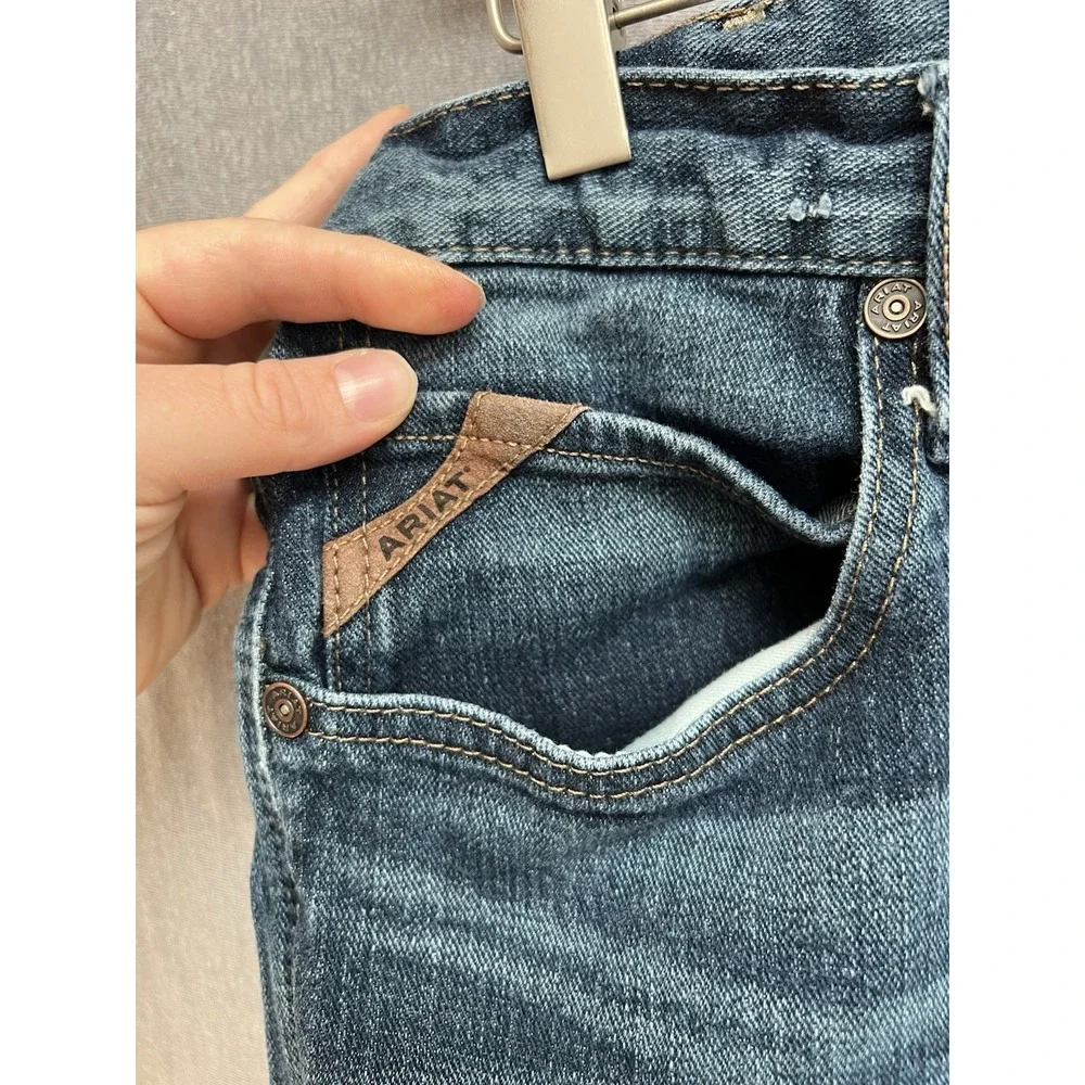 Ariat Rebar M5 Jeans Mens 36/38 Blue Slim Straight Denim Pants Casual Workwear
